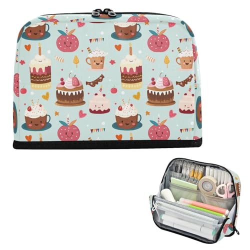 Yoogain Federmäppchen mit großem Fassungsvermögen, Make-up-Tasche mit Reißverschluss, Stifthalter für Männer, Reisen, Cartoon-Kuchen, niedliche Safari von Yoogain