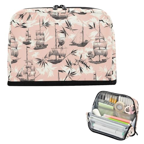 Yoogain Federmäppchen mit großem Fassungsvermögen, einfache Aufbewahrung, Organizer für Herren, adretter Schulbedarf, Schiffsblatt, Pfirsich von Yoogain
