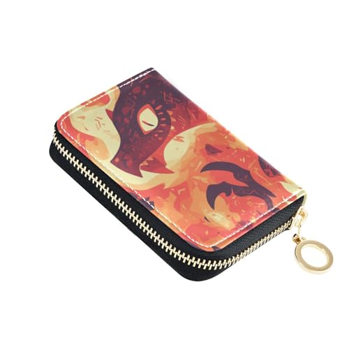 Yoogain Flame Dragon Ledergeldbörse Kartenhalter mit Cion-Geldbörse, RFID-blockierend, kleiner Kartenhalter mit Reißverschluss von Yoogain