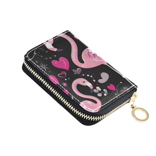 Yoogain Flamingo-Geldbörse aus Leder, Kartenetui mit 2 Geldfächern, RFID-blockierend, Kreditkartenetui für Herren, mit Reißverschluss von Yoogain