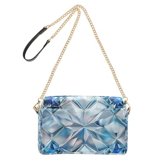 Yoogain Gefälschte Luxus-Umhängetasche mit blauem Kristalldruck für Damen, veganes Leder, lässige Geldbörsen, wasserdicht, Schulterhandtaschen von Yoogain