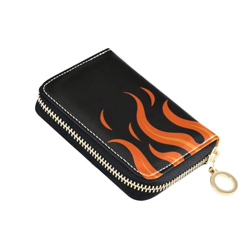Yoogain Geldbörse mit fließendem Feuer-Giraffenmotiv, Leder, klein, mit 9 Kartenfächern, RFID-blockierend, mit Reißverschluss, Orange von Yoogain