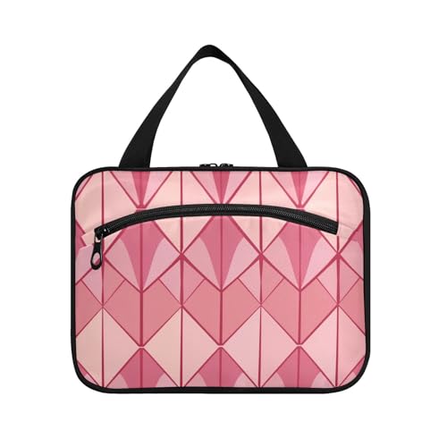 Yoogain Geometrische Pfirsich-Hängetaschen für Reisen mit Haken, Designer-Kosmetiktasche für Damen, Reisebadezimmer, Kosmetiktasche, Mujer Para Cartera, L, Geometrischer Pfirsich, Large von Yoogain