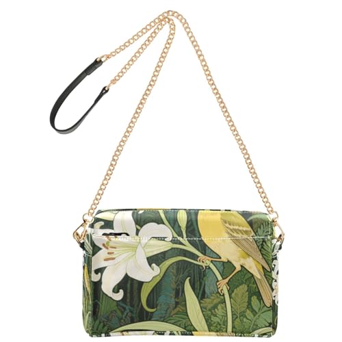 Yoogain Grüne Calla-Lilien-Blumen-Umhängetasche, klein, veganes Leder, Damen-Geldbörsen, wasserdicht, Schultertasche für Damen von Yoogain