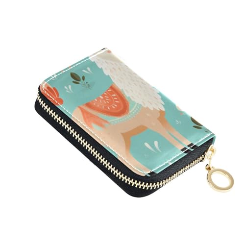 Yoogain Grüne pastorale Alpaka-Blumen-Leder-Kreditkarten-Geldbörse für Herren mit 9 Kartenfächern, RFID-blockierend, Kartenetui für Herren mit Reißverschluss von Yoogain