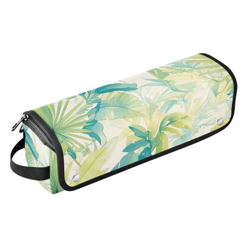 Yoogain Haarwerkzeug-Reisetasche für Frauen und hitzebeständige Matte mit Reißverschluss, tragbare Reise-Tragetasche für Lockenstab Glätteisen, flacher Haartrockner, Cartoon, Fossa, grünes Blatt von Yoogain