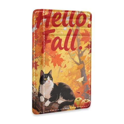 Yoogain Hello Fall Autumn Tree Cat Leder Slim Wallet Damen mit Ausweisfenster RFID-Blockierung Kartenetui für Damen und Herren Yoogain Hello Fall Autumn Tree Cat Leder Slim Wallet Damen mit Ausweisfenster RFID-Blockierung Kartenetui für Damen und Herren von Yoogain