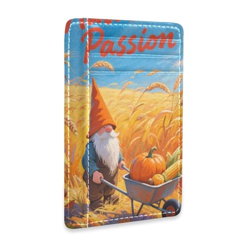 Yoogain Hello Fall Herbst Weizenfeld Zwergleder Herren Slim Wallet mit Bargeldfach RFID-Blocking Kartenhalter für Damen und Herren von Yoogain