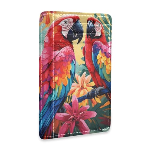 Yoogain Herren-Geldbörse aus Leder mit Geldklammer und RFID-blockierendem Papageienvogel in Regenwaldfarben, für Damen und Herren von Yoogain