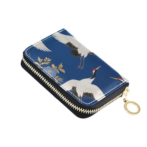 Yoogain Herren-Geldbörse aus japanischem Wolkenkranichleder mit RFID-blockierendem Kartenhalter für Herren, mit Reißverschluss, Blau und Gold von Yoogain
