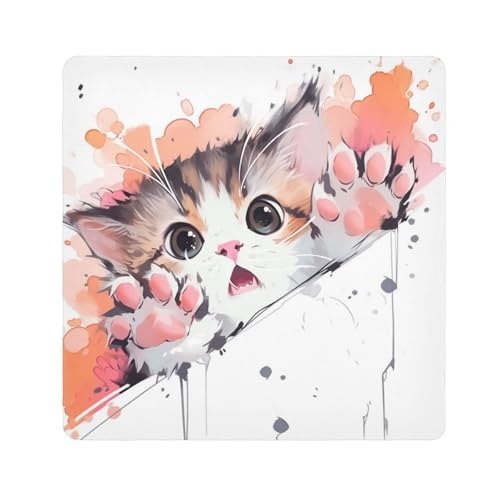 Yoogain Individuell anpassbare Kosmetiktasche mit Aquarell-Katzen-Motiv, tragbar, 55 x 55 cm, Wickeltasche für Damen, Niedliche Aquarell-Katzen, 21.7x21.7in von Yoogain