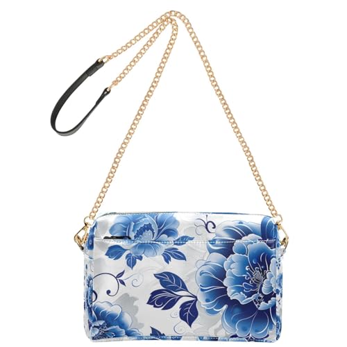 Yoogain Jade-Schmuck-Umhängetasche, chinesischer Stil, blaue Blume, veganes Leder, Croos, Umhängetasche, Handtasche mit Reißverschluss Yoogain Jade-Schmuck-Umhängetasche, chinesischer Stil, blaue Blume, veganes Leder, Croos, Umhängetasche, Handtasche mit Reißverschluss von Yoogain