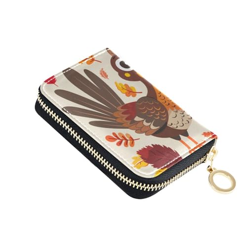 Yoogain Kartenetui aus Leder für Damen, mit 2 Geldfächern, RFID-blockierend, mit Reißverschluss von Yoogain