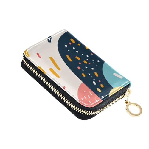 Yoogain Kartenetui aus Leder mit geometrischem Cartoon-Stil, Kartenetui mit 9 Kartenfächern, RFID-blockierend, kleines Kreditkartenetui für Damen, mit Reißverschluss von Yoogain
