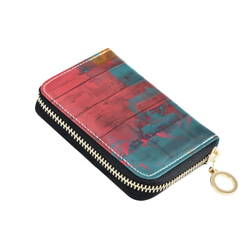 Yoogain Kartenetui aus Leder mit verspieltem Dackel-Motiv, Retro-Street-Stil, mit 2 Geldfächern, RFID-blockierend, Kreditkarten-Organizer mit Reißverschluss von Yoogain