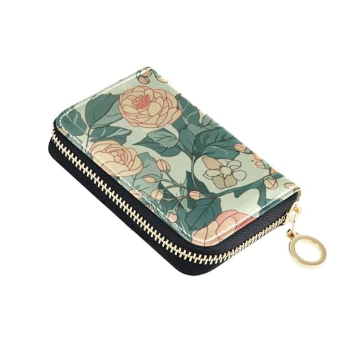 Yoogain Kartenetui für Damen, Retro-Design, Leder, mit 2 Geldfächern, RFID-blockierend, Kreditkartenetui mit Reißverschluss von Yoogain