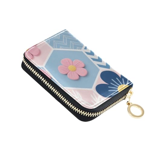 Yoogain Kartenetui für Damen mit 2 Geldfächern, RFID-blockierend, mit Reißverschluss, Rosa und Blau von Yoogain