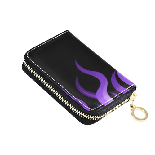 Yoogain Kartenetui für Herren, Motiv: Flowing Fire Giraffe, Leder, mit 9 Kartenfächern, RFID-blockierend, kleines Kreditkartenetui mit Reißverschluss, Violett von Yoogain