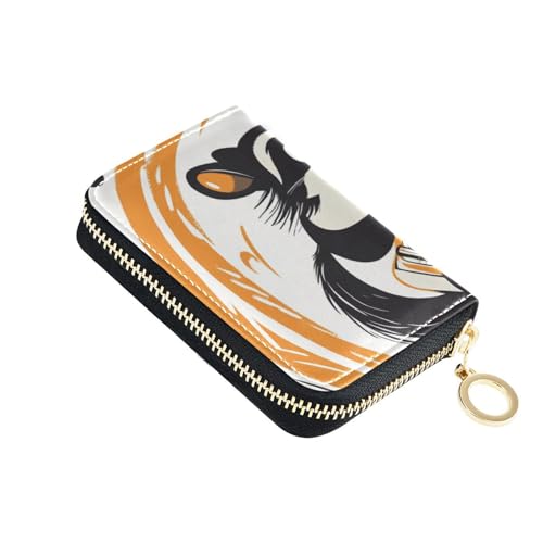 Yoogain Kartenetui mit Cartoon-Motiv, Leder, mit 2 Geldfächern, RFID-blockierend, Kreditkartenetui mit Reißverschluss von Yoogain