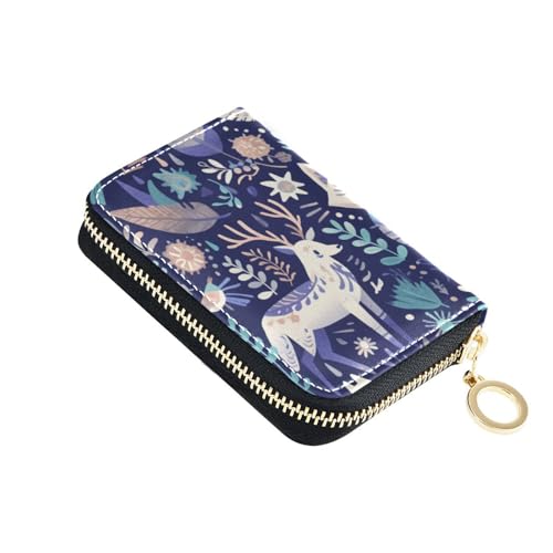 Yoogain Kartenetui mit Cartoon-Tiermuster, Leder, für Herren, mit RFID-blockierendem Kreditkartenetui mit Reißverschluss, Violett von Yoogain