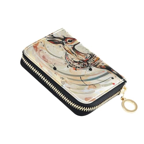 Yoogain Kartenetui mit Musiknoten und Hirsch, Leder, mit RFID-blockierendem Kreditkartenetui mit Reißverschluss von Yoogain