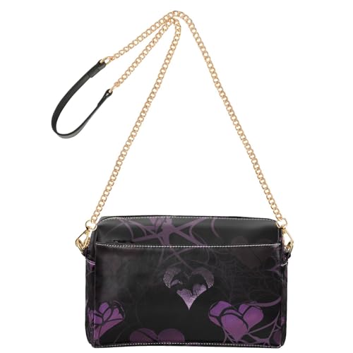 Yoogain Kleine Crossbody-Tasche für Damen, Gothic-Web-Herzen, veganes Leder, wasserdicht, Schultertasche, Crossover-Tasche von Yoogain