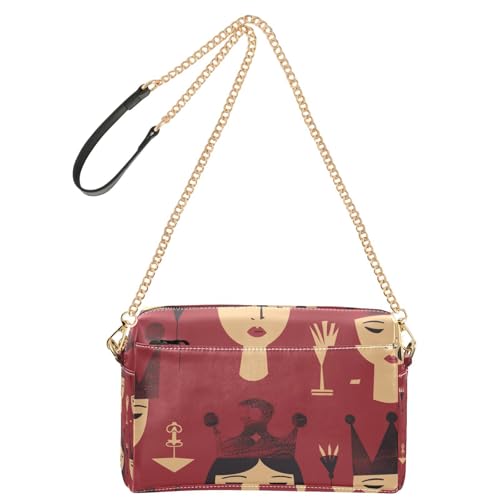 Yoogain Kleine Crossbody-Tasche für Damen, Tribal-Prinzessinnen-Design, veganes Leder, Geldbörse für Teenager, Reißverschluss, Schulterhandtaschen von Yoogain