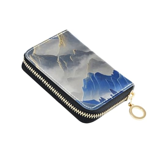 Yoogain Kleine Kreditkartenetui aus Leder mit chinesischem Querformat, mit 9 Kartenfächern, RFID-blockierendem Kreditkartenetui mit Reißverschluss von Yoogain