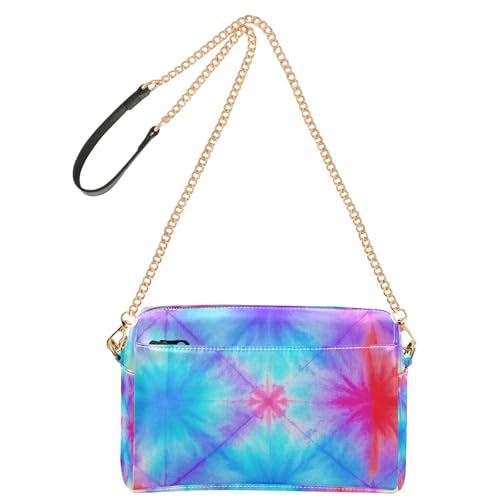 Yoogain Kleine Umhängetasche, Regenbogenfarben, Batikfärbung, veganes Leder, Damen-Umhängetasche, wasserdicht, Schulterhandtaschen von Yoogain