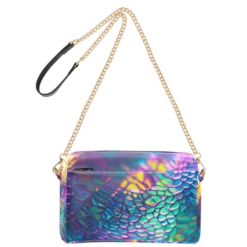 Yoogain Kleine Umhängetasche für Damen, neonfarben, Schlangenmuster, veganes Leder, Umhängetasche, Reißverschluss, Schulterhandtaschen von Yoogain