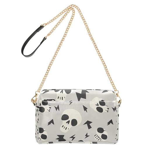 Yoogain Kleine Umhängetasche mit Cartoon-Skelett-Motiv, veganes Leder, lässig, Reißverschluss, Beige Yoogain Kleine Umhängetasche mit Cartoon-Skelett-Motiv, veganes Leder, lässig, Reißverschluss, Beige von Yoogain