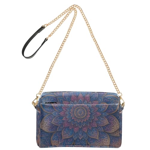 Yoogain Kleine Umhängetasche mit Mandala-Blumenmotiv für Damen, veganes Leder, Croos, wasserdicht, Schulterhandtaschen von Yoogain