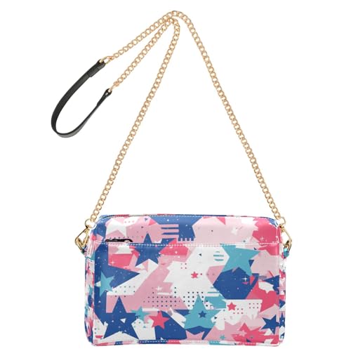 Yoogain Kleine Umhängetasche mit bunten Sternen, veganes Leder, lässige Geldbörse, Reißverschluss, Schultertasche für Reisen von Yoogain