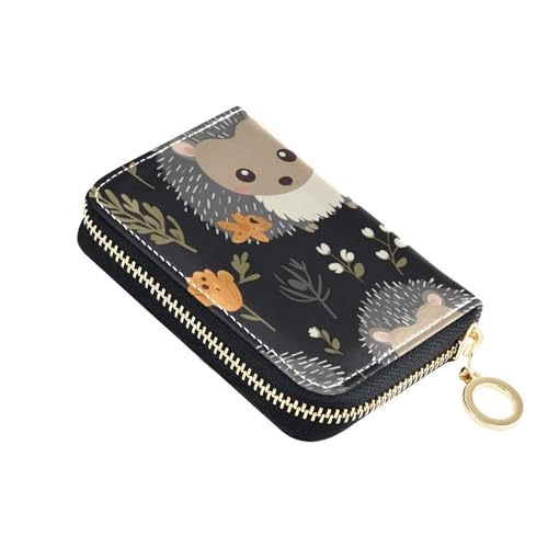 Yoogain Kleines Kreditkartenetui aus Leder mit 9 Kartenfächern, RFID-blockierend, mit Reißverschluss, Grau / Schwarz von Yoogain