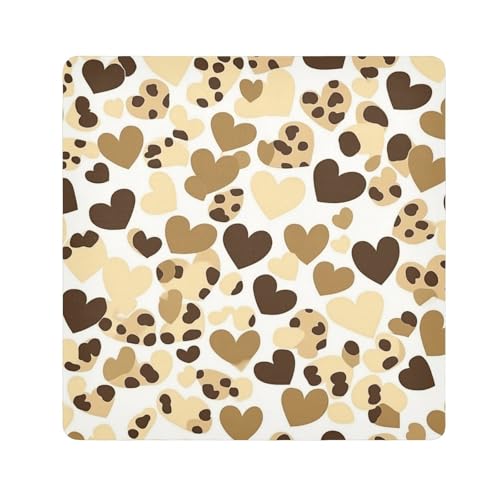 Yoogain Kosmetiktasche mit Leopardenmuster, personalisierbar, für Kamera, Objektiv, Schutz, Reise-Organizer, 55 x 55 cm, Braun, Braunes Leopardenherz mit Aufschrift "Happy Valentine's Day", von Yoogain