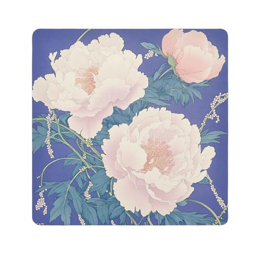 Yoogain Kosmetiktasche mit Pfingstrosen, personalisierbar, Hellrosa und Blume und Weiß, für Kamera-Objektiv, magischer Aufkleber, Reisetasche, Organizer, 55 x 55 cm, für Damen, Hellrosa und Blumen und von Yoogain