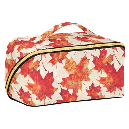 Yoogain Kosmetiktasche mit Trennwänden, Ahornblatt, Kosmetiktasche für Damen, vertikal, freistehend von Yoogain