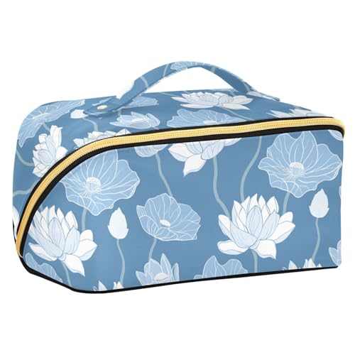 Yoogain Kosmetiktasche mit Trennwänden, Kosmetiktasche für Damen, mit Fächern und Griff, Puderblau Yoogain Kosmetiktasche mit Trennwänden, Kosmetiktasche für Damen, mit Fächern und Griff, Puderblau von Yoogain