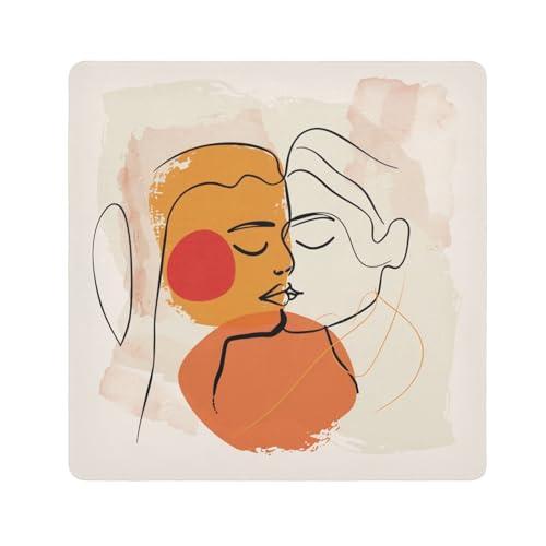 Yoogain Kosmetiktasche mit abstrakter Linie, anpassbar, selbstklebend, 55 x 55 cm, für Damen, Valentinstag Lover Abstrakte Linie, 21.7x21.7in von Yoogain
