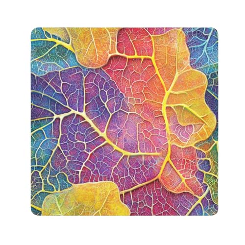 Yoogain Kosmetiktasche mit bunten Blättern, selbstklebend, tragbar, 55 x 55 cm, für Damen, Bunte Blätter, 21.7x21.7in von Yoogain