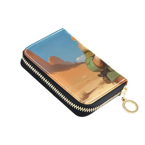 Yoogain Kreditkarten-Etui aus Leder, rustikales Hamster-Design, mit RFID-blockierendem Kartenetui für Damen, mit Reißverschluss von Yoogain