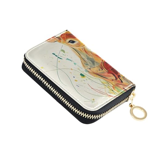 Yoogain Kreditkartenetui für Damen, Motiv: Roe Deer Music Play Gitarre, Leder, mit 9 Kartenfächern, RFID-blockierend, kleines Kreditkartenetui für Damen, mit Reißverschluss von Yoogain