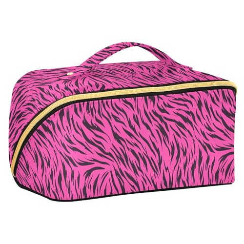 Yoogain Kulturbeutel mit Trennwänden, große Kosmetiktasche für Damen, mit Fächern und Griff, Leopardenmuster, Violett / Schwarz Yoogain Kulturbeutel mit Trennwänden, große Kosmetiktasche für Damen, mit Fächern und Griff, Leopardenmuster, Violett / Schwarz von Yoogain