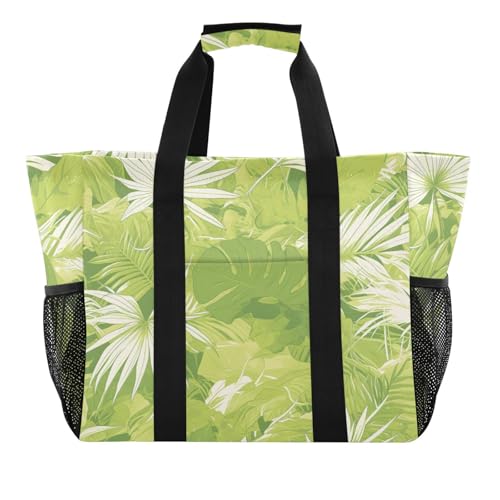 Yoogain Leaf Green Utility Storage Bag Collapsable Beach Tote Bag With Compartments Grocery Bags Reusable with Handles Car Totes, Blattgrün, 1 size von Yoogain