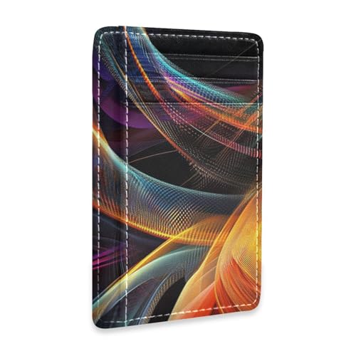 Yoogain Lighting Abstrakte Leder-Geldbörse mit Geldklammer RFID-blockierendes Kartenetui für Damen und Herren von Yoogain