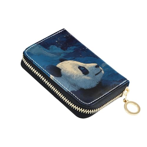 Yoogain Lue Quiet Kreditkartenetui aus Panda-Leder mit 2 Geldfächern, RFID-blockierendem Kreditkartenschutz mit Reißverschluss von Yoogain