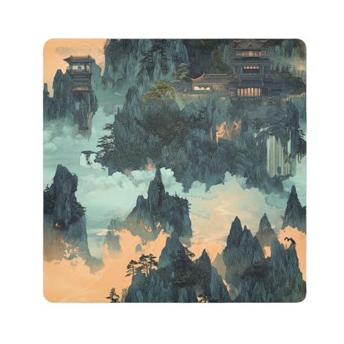 Yoogain Make-up-Tasche für Kamera-Objektiv, Schutztasche, Kosmetik-Organizer, Wickeltasche für Damen, 55 x 55 cm, personalisierbar, Berge im chinesischen Stil, 21.7x21.7in von Yoogain