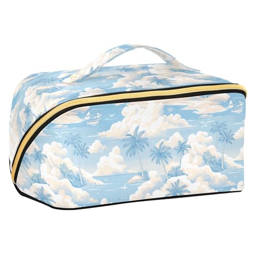 Yoogain Make-up-Tasche mit Trennwänden, tragbar, für Damen, Reisegröße, Cartoon-Strand, Silbergrau Yoogain Make-up-Tasche mit Trennwänden, tragbar, für Damen, Reisegröße, Cartoon-Strand, Silbergrau von Yoogain