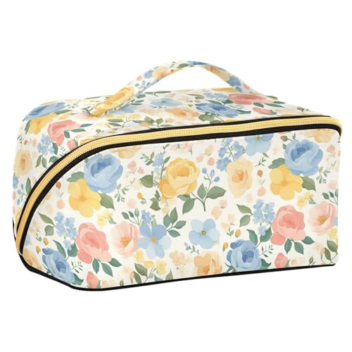 Yoogain Make-up-Tasche mit Trennwänden, tragbar, für Damen, vertikal, freistehend, Beige von Yoogain