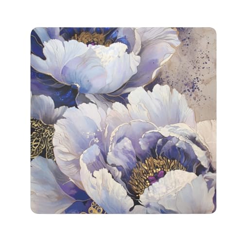 Yoogain Make-up-Tasche mit blauen Pfingstrosen, für Kamera-Objektiv, selbstklebend, Reise-Organizer, 55 x 55 cm, für Damen, Blaue Pfingstrosen, 21.7x21.7in von Yoogain